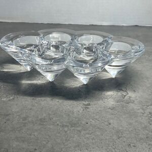 Clear Crystal Cluster Votive Tealight Candle Holder Tray Holds 6 Candles